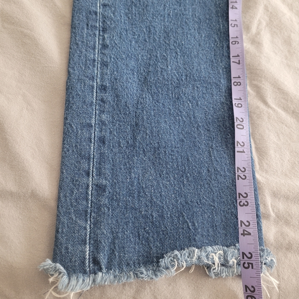 Levi's Wedgie Straight Medium Wash Denim Jeans Size W 26 L26 Women Frayed Hem - Picture 10 of 11